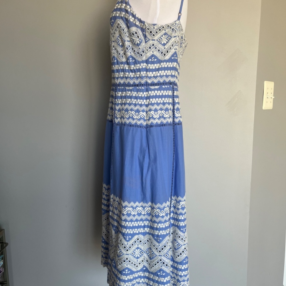Tory Burch Blue 'Tiara' Embroidered Cotton A-Line Tank Sleeveless Casual Dress - Picture 11 of 15